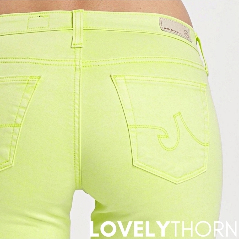 AG JEANS // ltd ed the stilt cigarette leg neon yellow sateen jeans - Picture 4 of 16